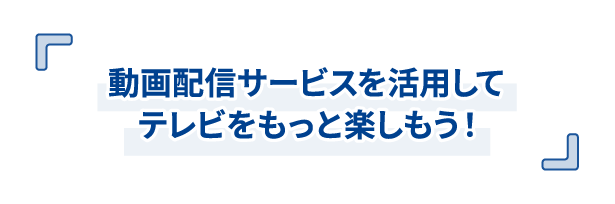 動画配信サービスを活用してテレビをもっと楽しもう！