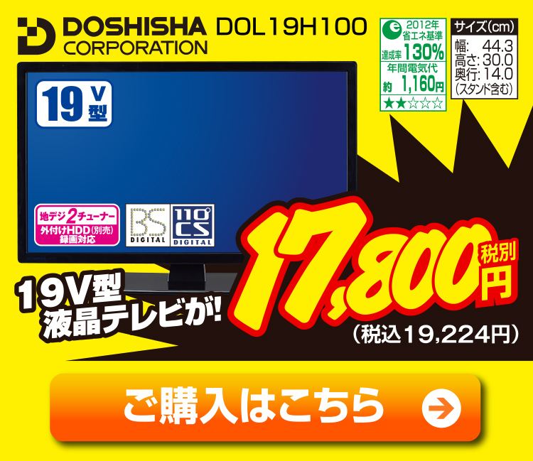 ドウシシャ １９－２３Ｖ液晶 DOL19H100