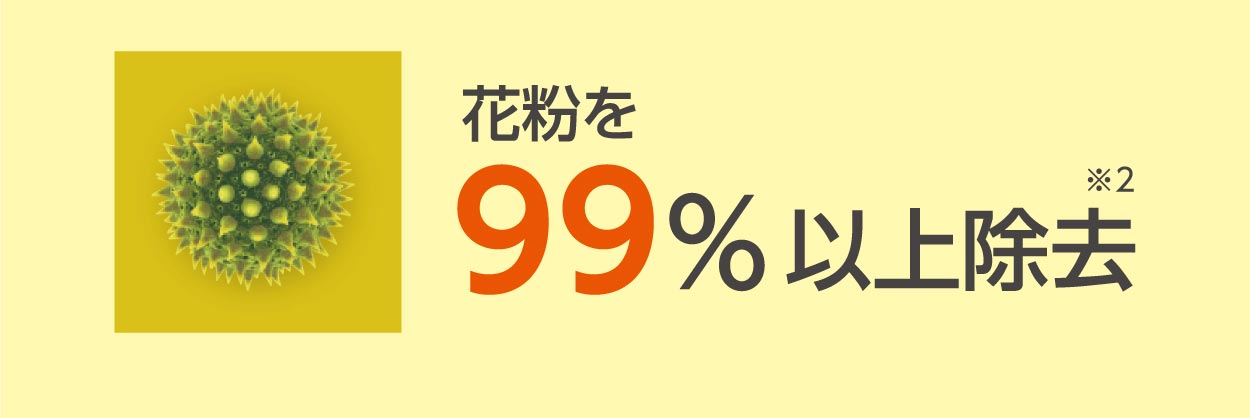 花粉を99%以上除去