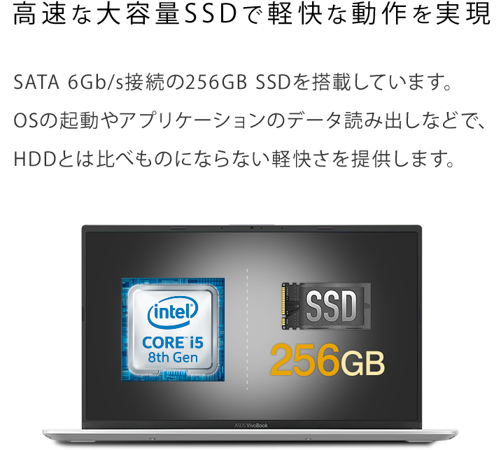 高速な大容量SSDで軽快な動作を実現
