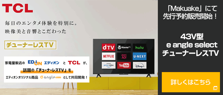 43V型 e angle select チューナーレスTV