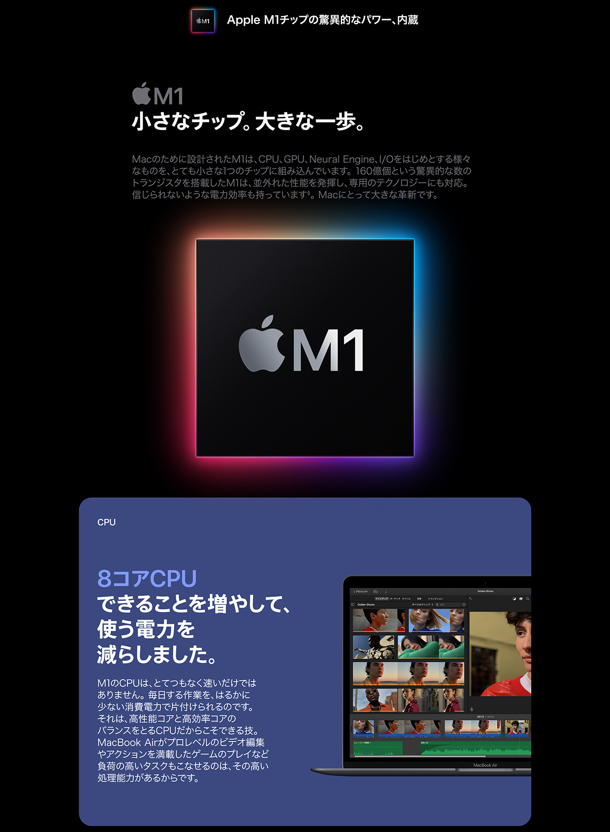 M1 小さなチップ。大きな一歩