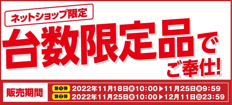 ネットショップ限定　台数限定品でご奉仕！