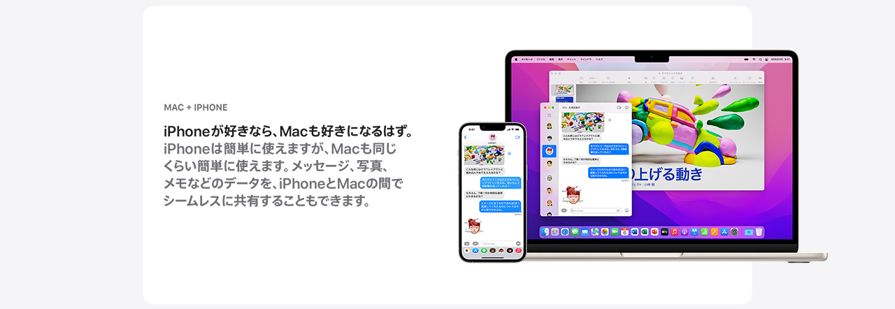 MAC＋IPHONE iPhoneが好きなら、Macも好きになるはず。