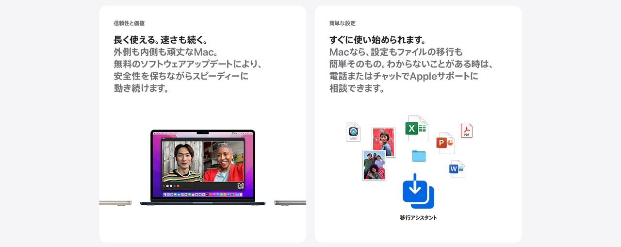 信頼性と価値 長く使える。速さも続く。簡単な設定 すぐに使い始められます。
