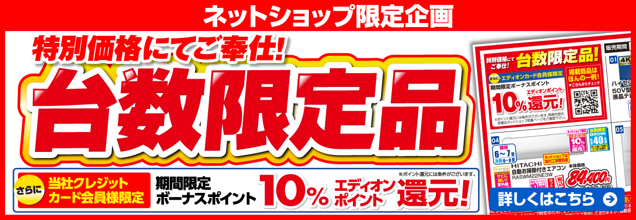 ネットショップ限定企画 特別価格にてご奉仕！台数限定品