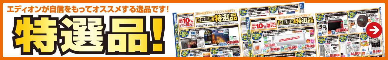 エディオンが自信をもってオススメする逸品です！『特選品！』