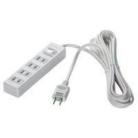 BUFFALO 2ピン式電源タップ 雷サージ防止/集中スイッチ付(4個口・2m) ホワイト BSTAPPS2420WH