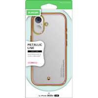 エレコム iPhone17用ソフトケース メタリックライン メタルステッカー付 ピンク PM-A25AUCTMLPN