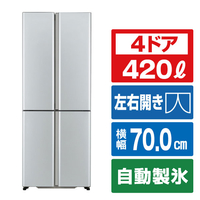 AQUA 【フレンチドア】420L 4ドア冷蔵庫 TZシリーズ サテンシルバー AQR-TZ42R(S)