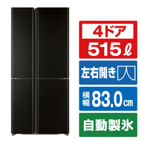 AQUA 【フレンチドア】515L 4ドア冷蔵庫 サテンブラック AQR-TZA52A(K)