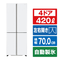 AQUA 【フレンチドア】420L 4ドア冷蔵庫 パールグレー AQR-TZ42A(H)