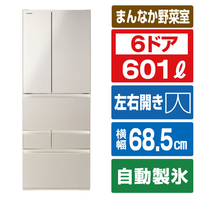 東芝 【フレンチドア】601L 6ドア冷蔵庫 サテンゴールド GR-A600FH(EC)