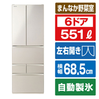 東芝 【フレンチドア】551L 6ドア冷蔵庫 サテンゴールド GR-A550FH(EC)