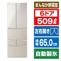 東芝 【フレンチドア】509L 6ドア冷蔵庫 サテンゴールド GR-A510FH(EC)