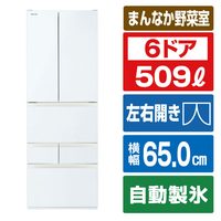 東芝 【フレンチドア】509L 6ドア冷蔵庫 グランホワイト GR-A510FH(EW)