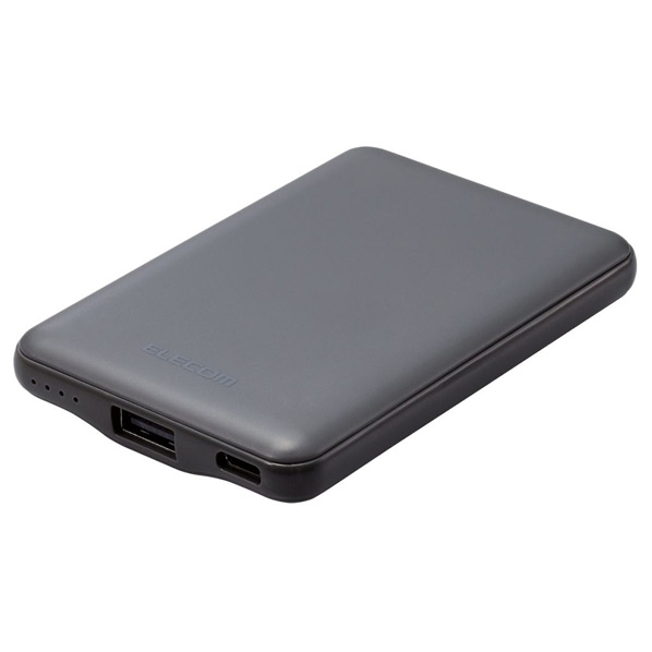 エレコム 薄型コンパクトモバイルバッテリー(5000mAh/2.4A/Cx1+Ax1) ダークグレー DE-C37-5000DGY