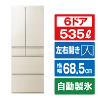 東芝 【フレンチドア】535L 6ドア冷蔵庫 グレインアイボリー GR-A540WF(UC)
