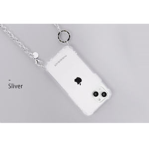 PHONECKLACE iPhone 15 Pro Max用チェーンショルダーストラップ付きクリアケース シルバー PN25602I15PM-イメージ3