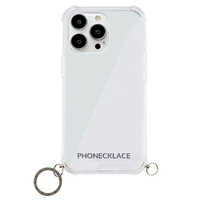 PHONECKLACE iPhone 13 Pro Max用ストラップ用リング付きクリアケース ガンブラックチャーム ガンブラックチャーム PN21617I13PMBK