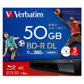 Verbatim 録画用BD-R DL 50GB 1-6倍速対応 インクジェットプリンター対応 5枚入 VBR260RP5VPA