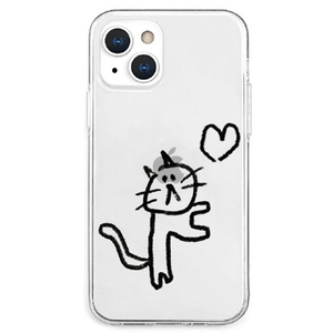 AKAN iPhone 13用ソフトクリアケース ネコハート AK20988I13-イメージ1